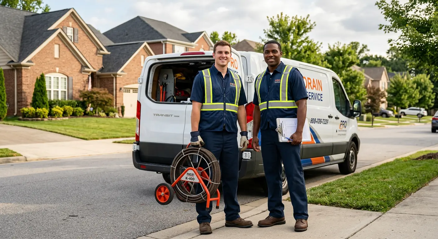 Sewer and drain service team with equipment ready for work in Hot Springs